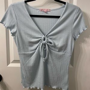 Y2K ruffle sleeve knit top